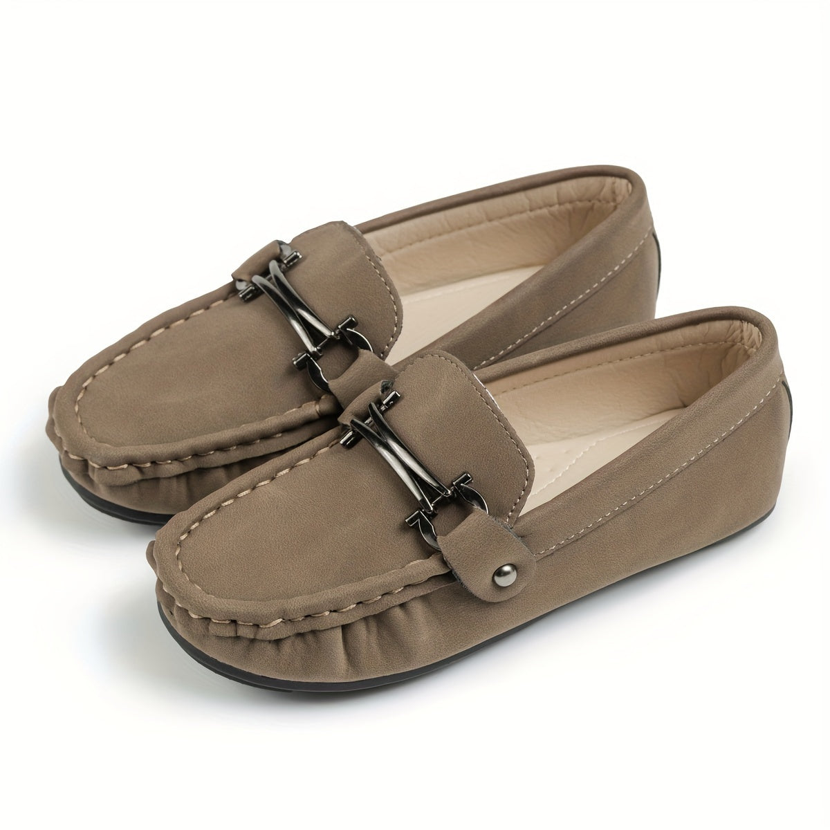 Boys Slip-On Loafers in Black and Brown PU Formal Casual All-Season