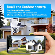 Dual Lens Outdoor Security Cameras 360° Pan Tilt Motion Detection Night Vision Waterproof