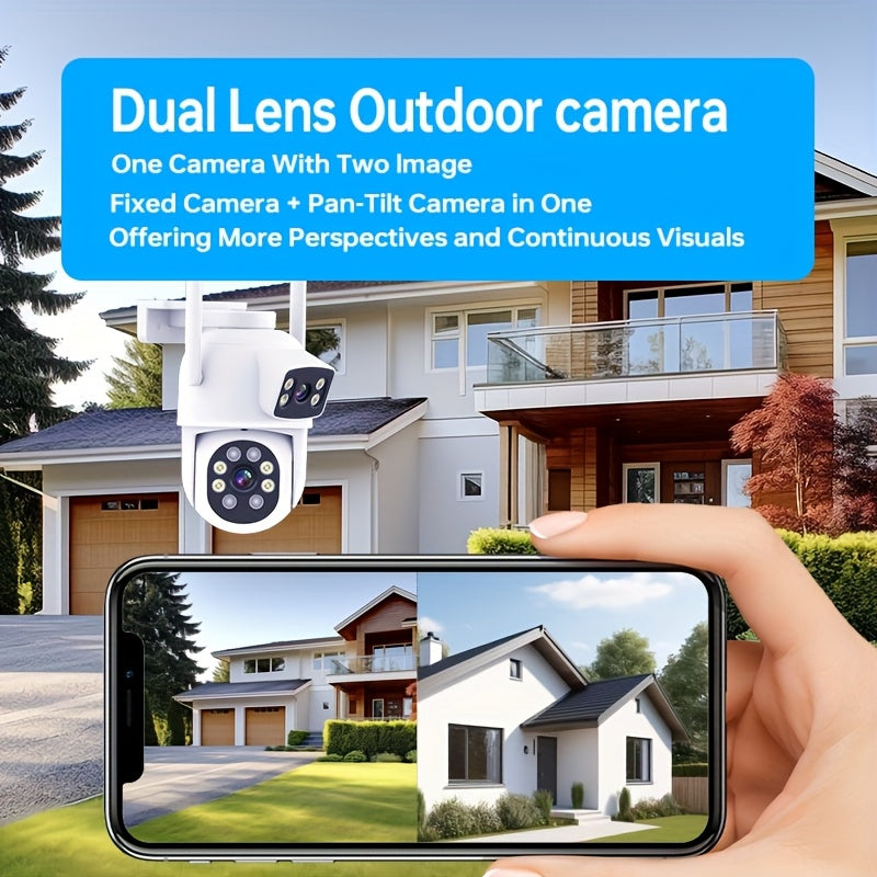 Dual Lens Outdoor Security Cameras 360° Pan Tilt Motion Detection Night Vision Waterproof