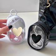 Waterproof Heart-Shaped PVC Cable Organizer Bag with Keychain for Headphones and Accessories
