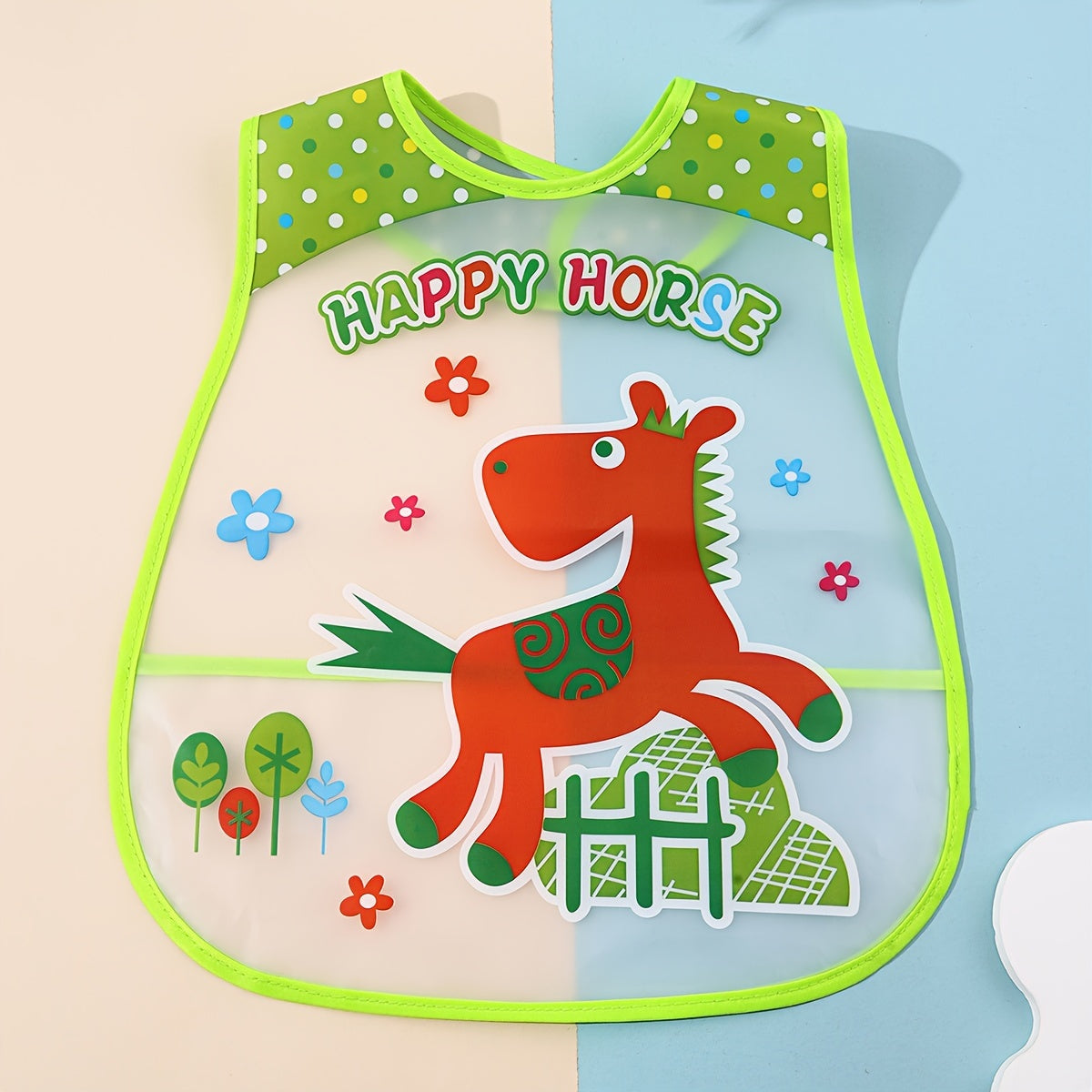 Kids Waterproof Feeding Bib Sleeveless Soft Polyester with Magic Tape Closure