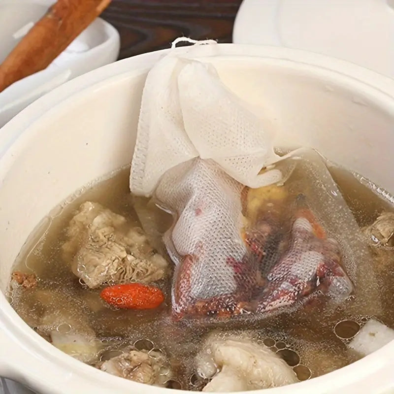 100 Tea Bags, Chinese Medicine Decoction Bags, Non-Woven Seasoning Soup Slag Bags