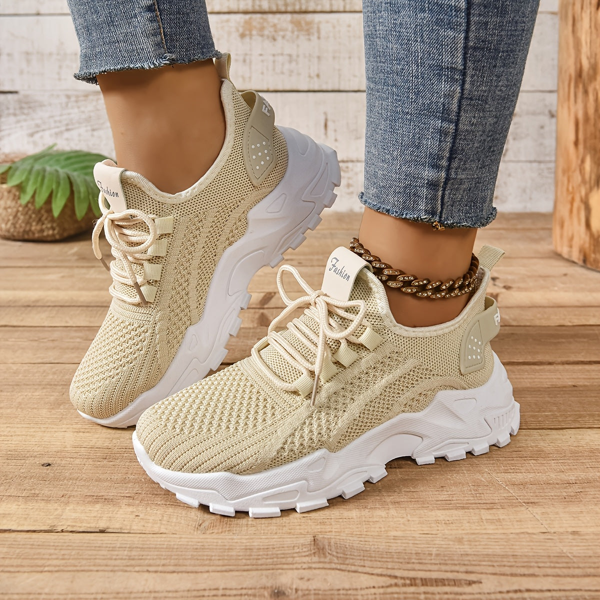 Women's Breathable Knit Slip-On Sneakers Casual Low-Top Walking Shoes White