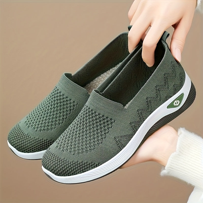 Women's Breathable Knitted Flat Shoes Comfortable Soft Sole Durable for Walking