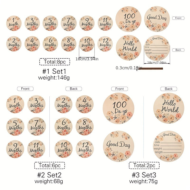 Premium qo'l bilan tayyorlangan yog'och gullar yangi tug'ilgan chaqaloq milestoni, chaqalog'ingizning o'sishini har oyda mustahkam yog'och plyonkasi bilan kuzatib boring.