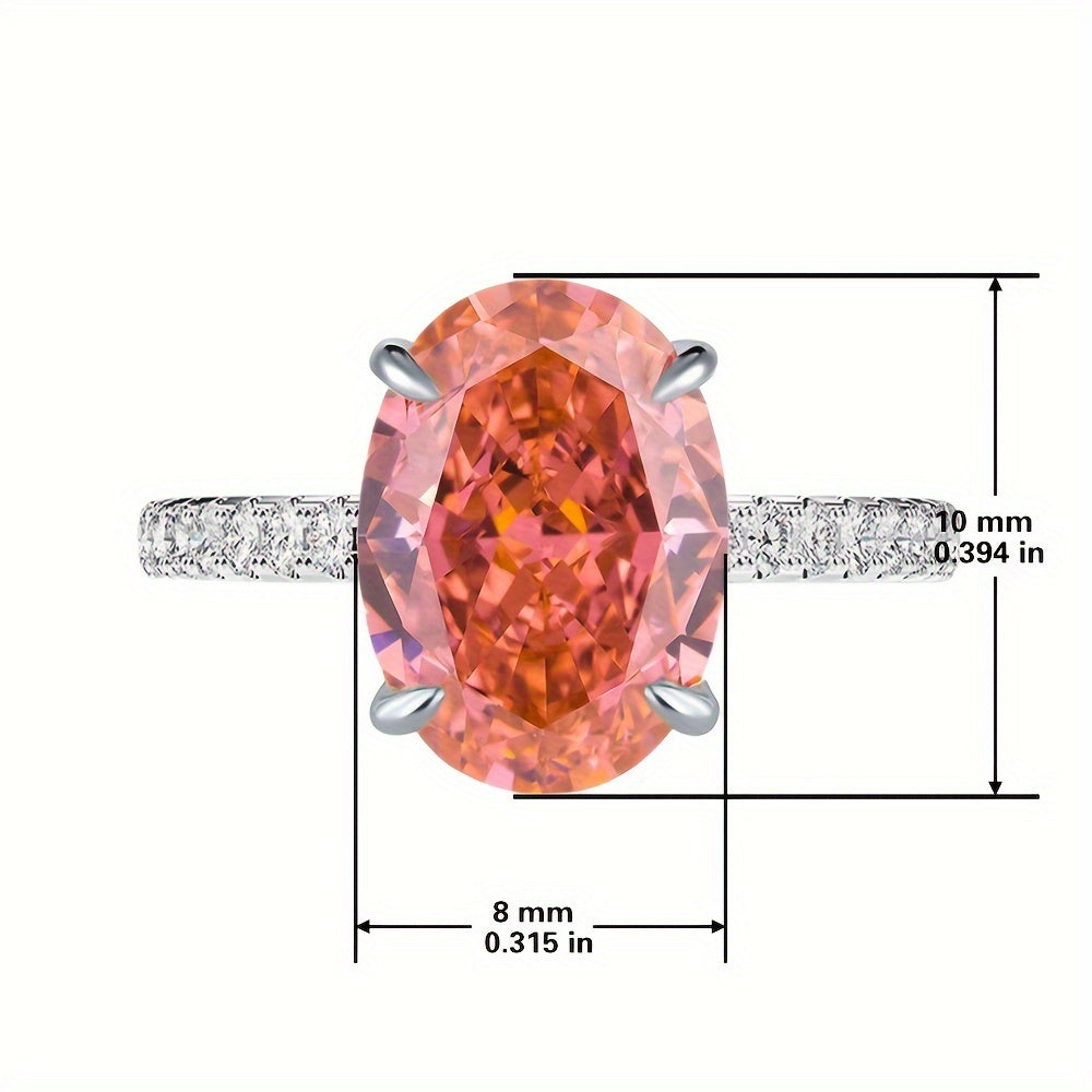 Pink Oval Cubic Zirconia Ring for Women 8x10mm Lotus Pink Jewelry