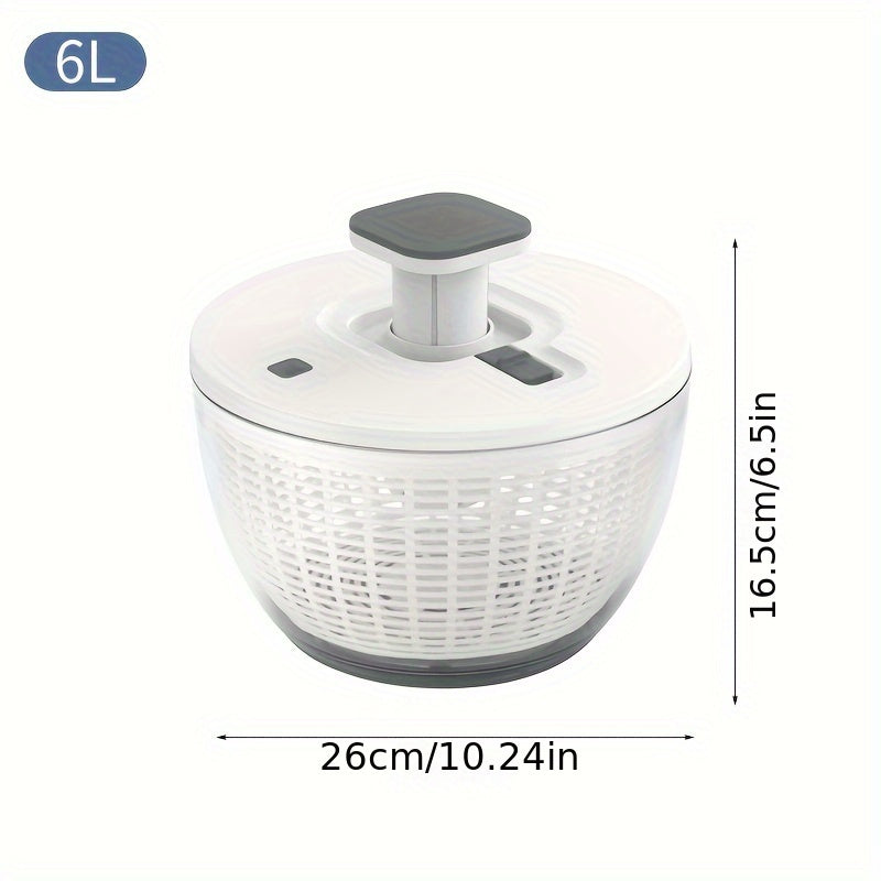 6L Manual Salad Spinner Vegetable Dryer Kitchen Tool for Lettuce Fruits