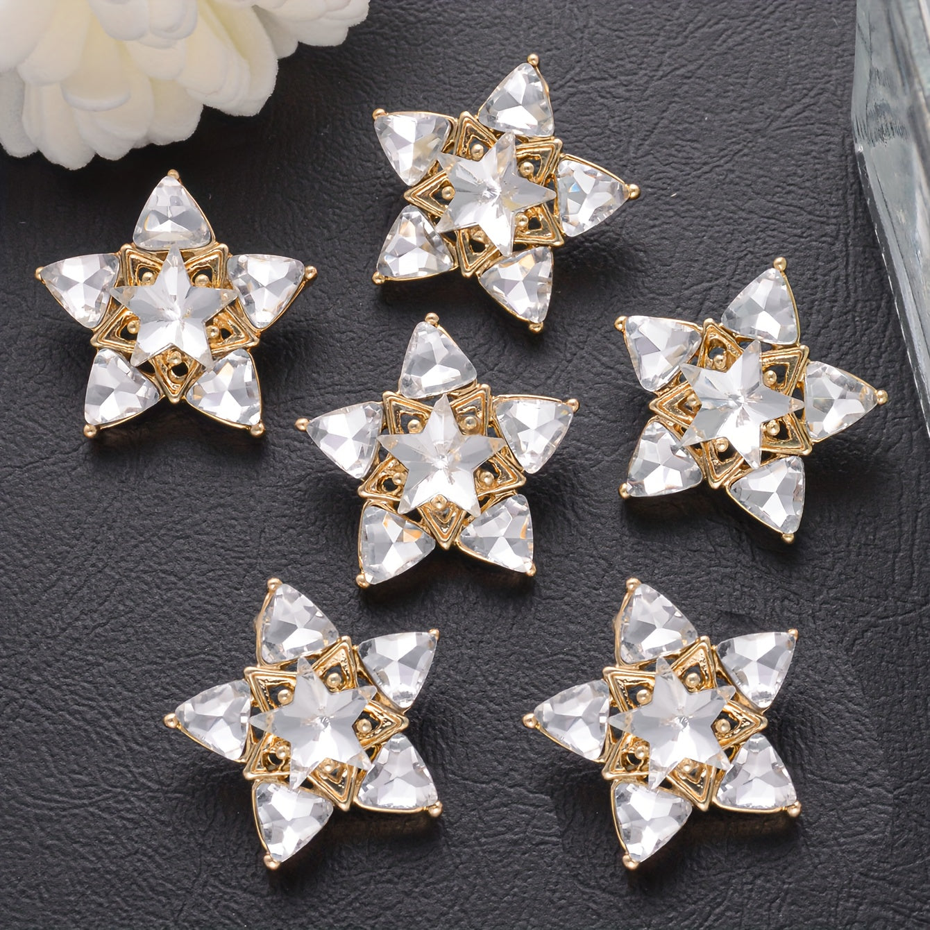 High-End Button Shirt Sweater Suit Coat Windbreaker with 3D Diamond Decor and DIY Accessories Set 6 or 10 Pieces