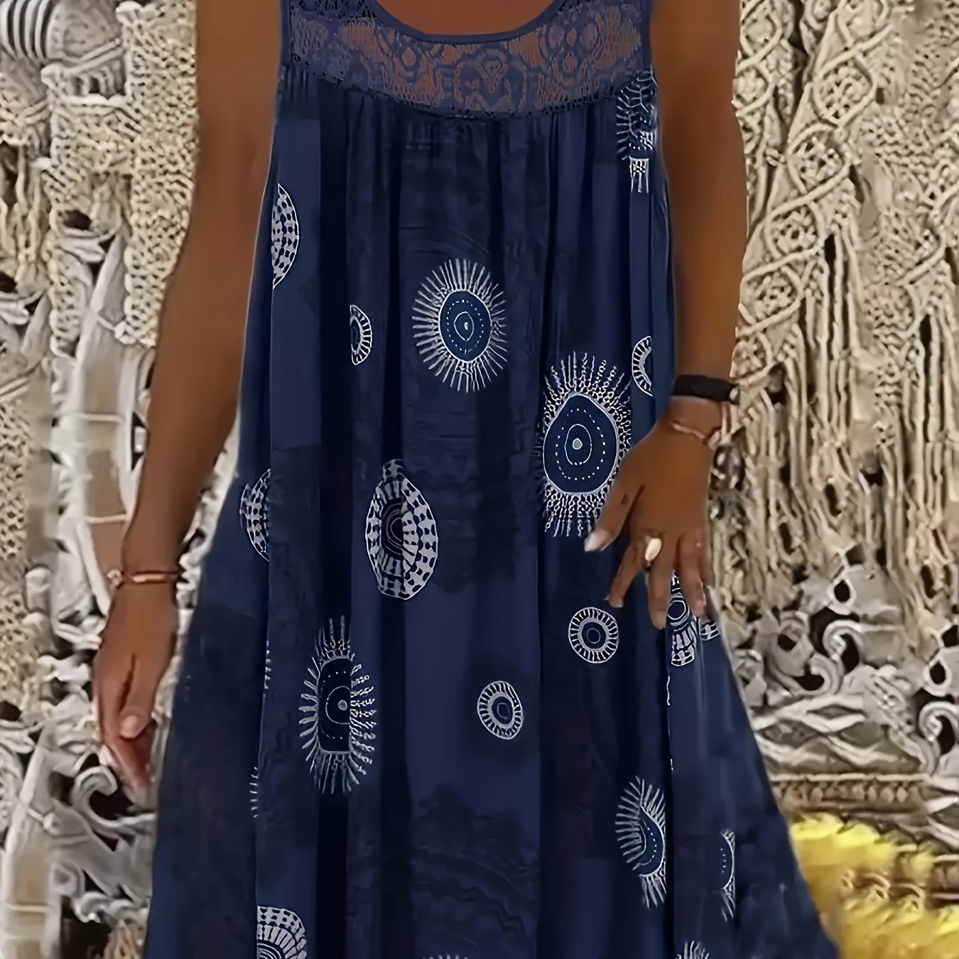 Plus Size Women's Sleeveless Nightgown Blue Purple Paisley Lounge Sleepwear