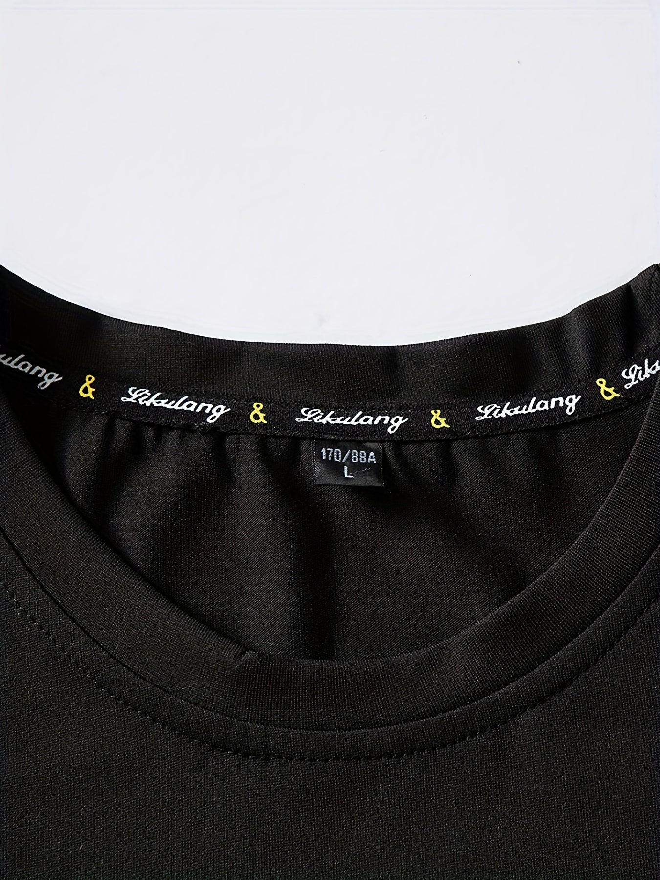 Men's Polyester Casual Leisure Suit with Solid Color Pattern and Crew Neck