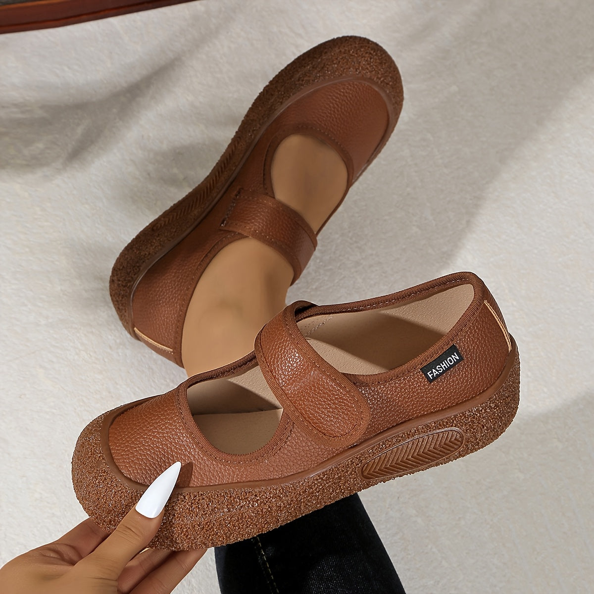 Women's Casual Flats Soft Sole Slip-On Shoes with Magic Strap