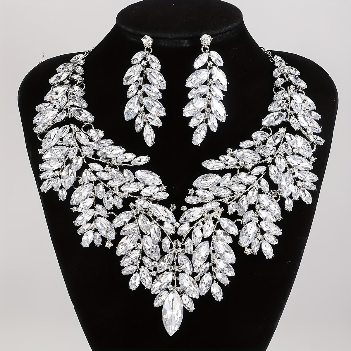 Bridal Jewelry Set Rhinestone Necklace and Earrings Middle Eastern Style