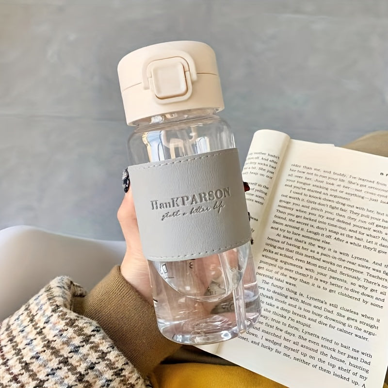 Leakproof Sports Water Bottle 500ml with Straw Durable Plastic for Fitness Travel Outdoor Grey Pink