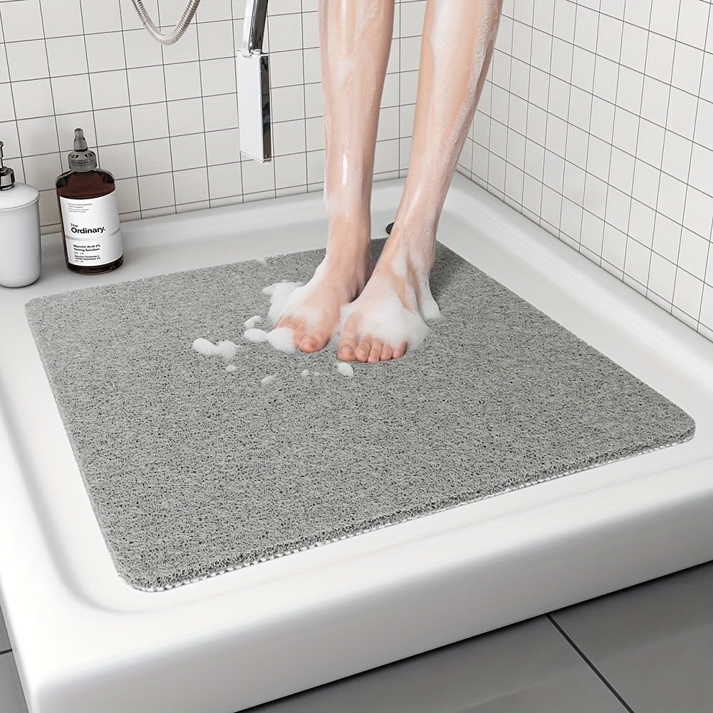 Alfombra antideslizante para baño con base de esponja de lufa y resistente al agua 53,34x53,34cm