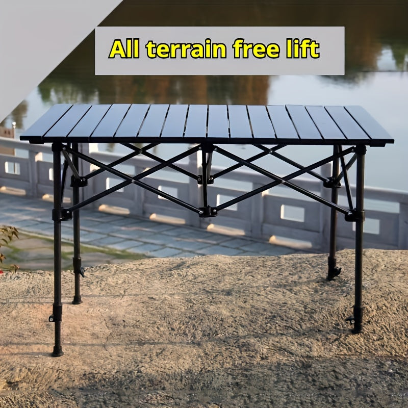 Portable Folding Camping Table with Adjustable Height and Metal Legs
