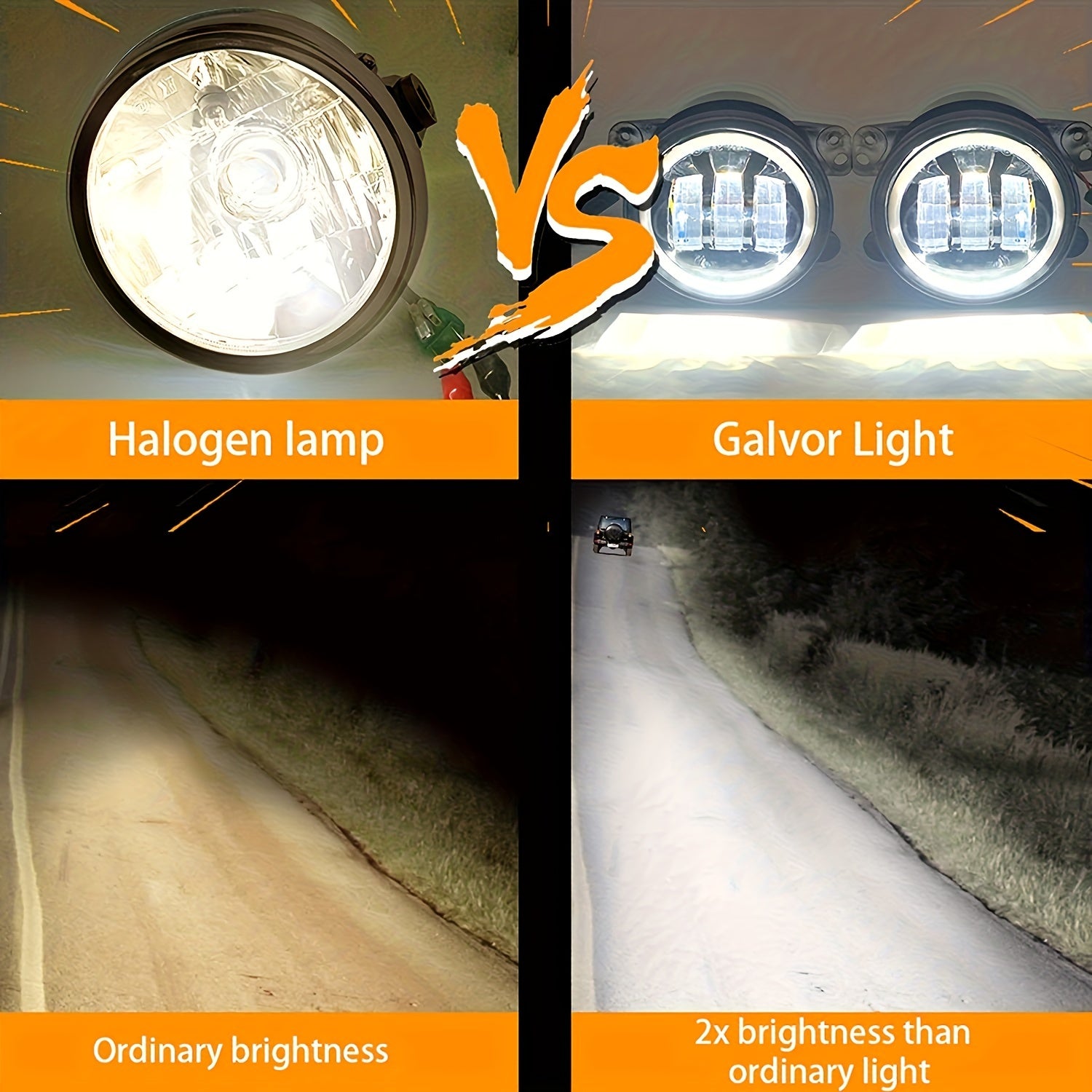 Jeep Wrangler uchun 2x 10.16 cm LED duman chiroqlari, 12V 24V 60W 6000LM