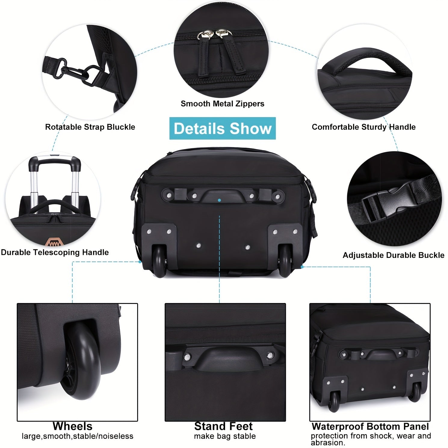 17-dyuym g'ildirakli noutbuk sumkasi erkaklar va ayollar uchun biznes, maktab, sayohat, kulrang