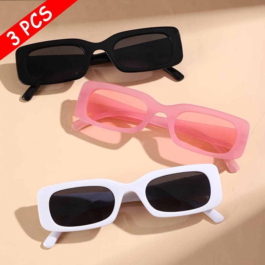 Gafas de sol de moda cuadradas de 3 piezas para protección ocular en verano conducción