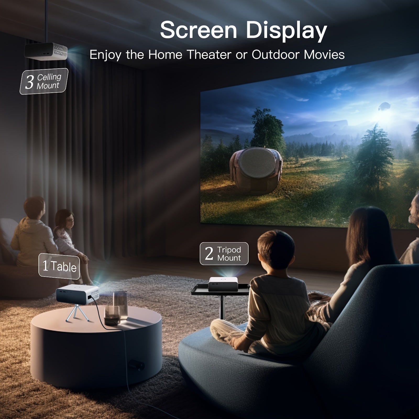 Proyector portátil para exteriores 4K WiFi6 con corrección automática de keystone para cine en casa