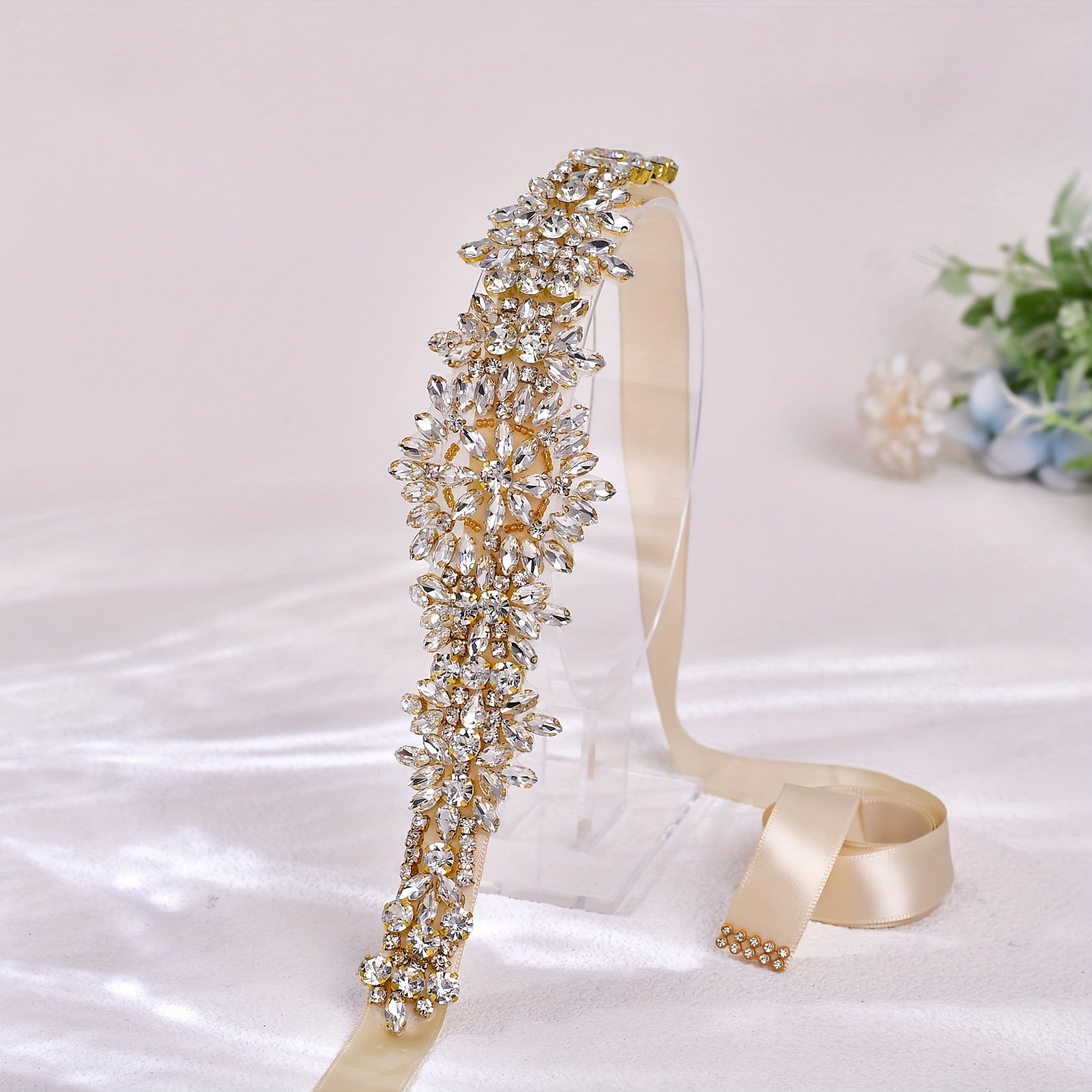 Vintage Boho to'y belbog'i bilan rhinestones bilan to'y belbog'i aksessuari