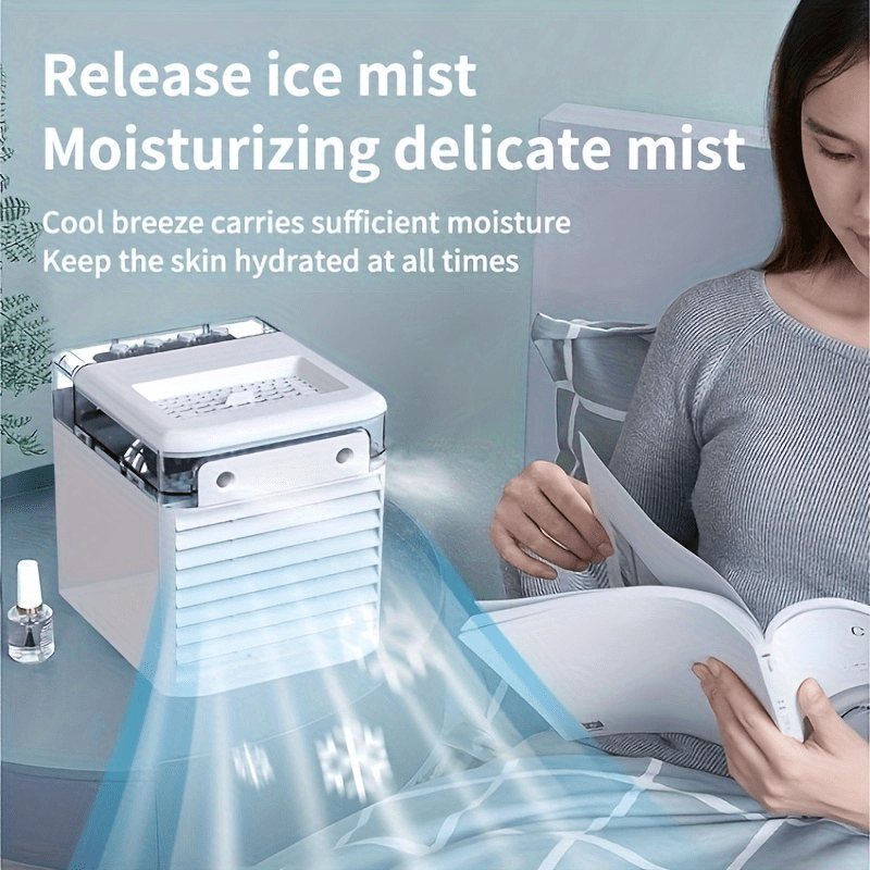 Portable Personal Air Conditioner with Mini Fan Water Tank 7 Colors for Small Rooms Office Kitchen