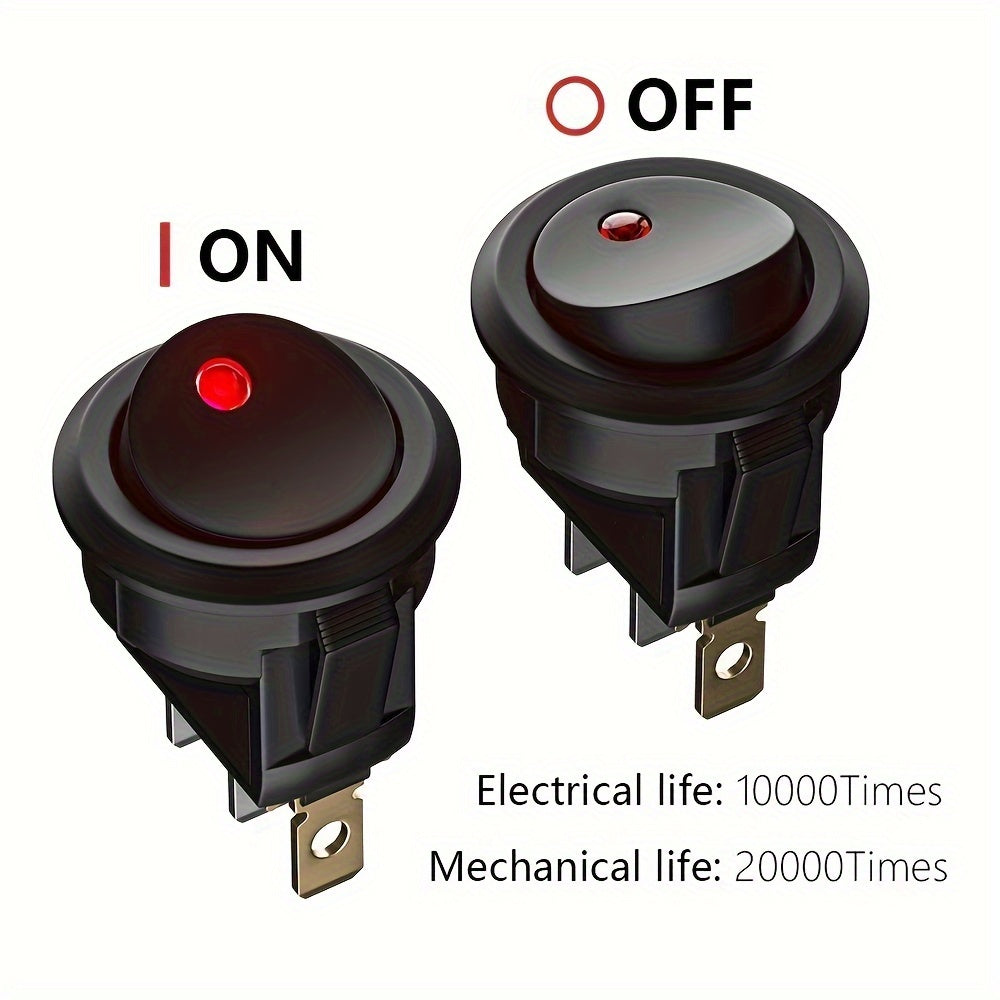 20pcs Black 12V Round Rocker LED Light Switches for Car Accessories