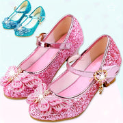 Girls High Heels Pink Rhinestone Bowknot Formal Shoes for Weddings and Events
