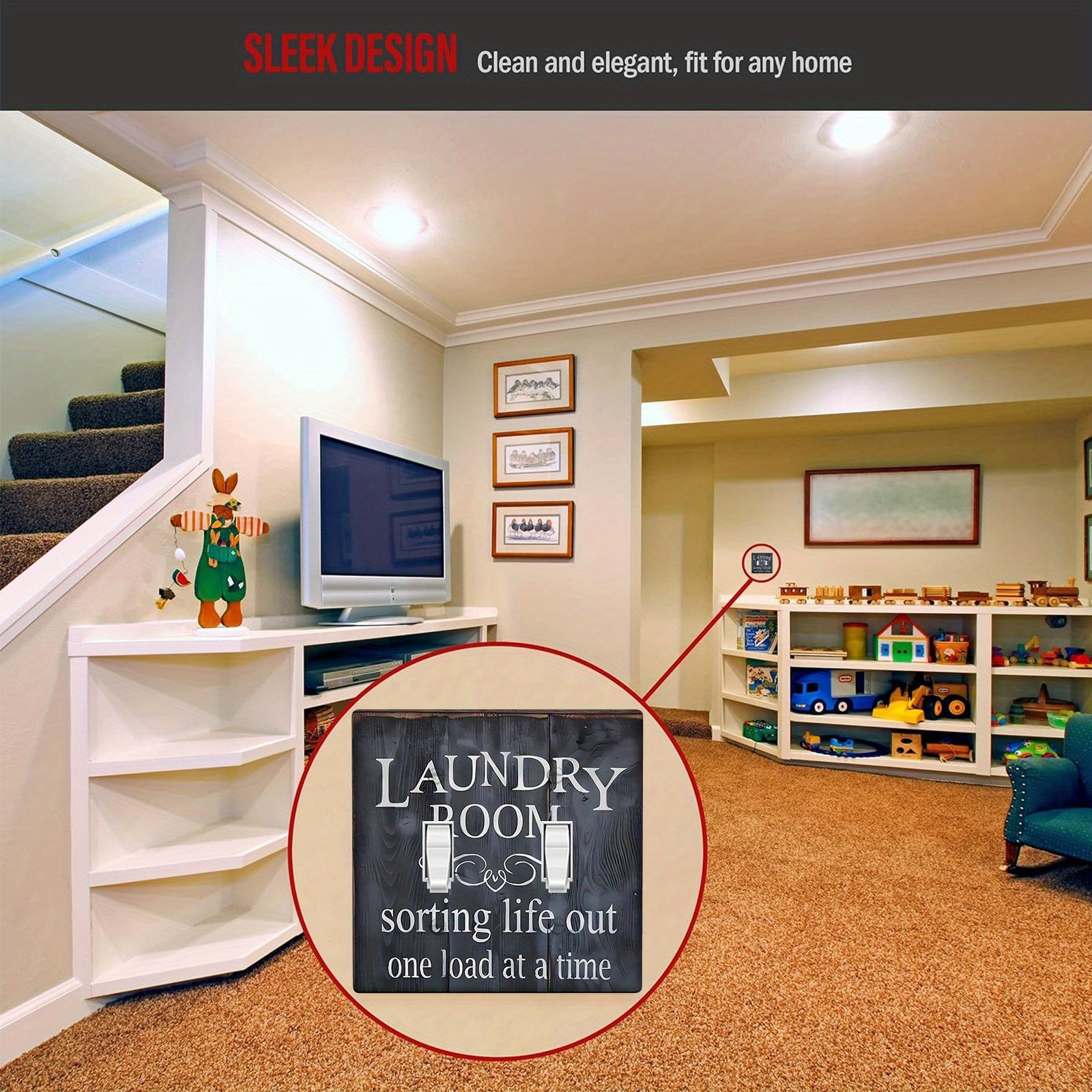 Laundry Theme Light Switch Cover Indoor Outdoor Bedroom Kitchen Bathroom Pack of 1