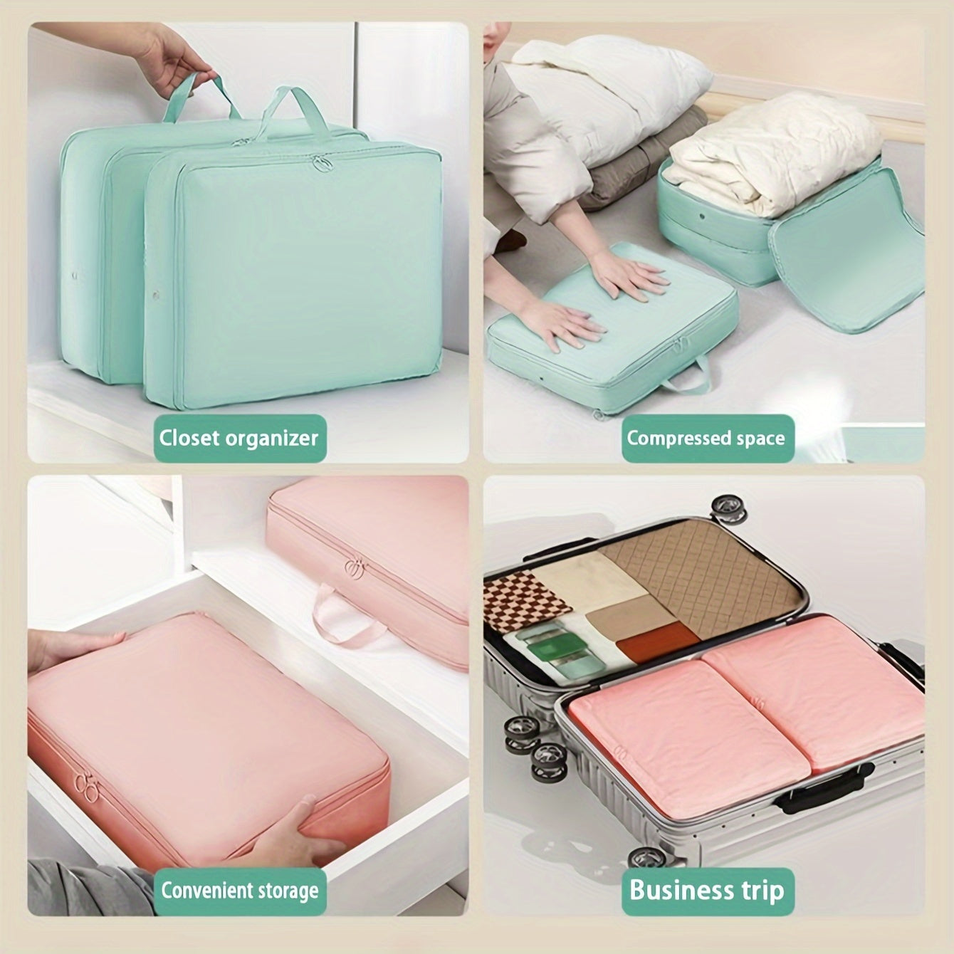 Ikki qatlamli katta sig'imli ko'p funksiyali jun kurtkasi va yostiq saqlash sumkasi