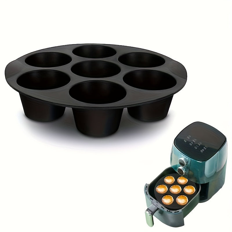 7-Cup Silicone Muffin Mold Nonstick Round Cupcake Pan for Air Fryer Microwave Oven