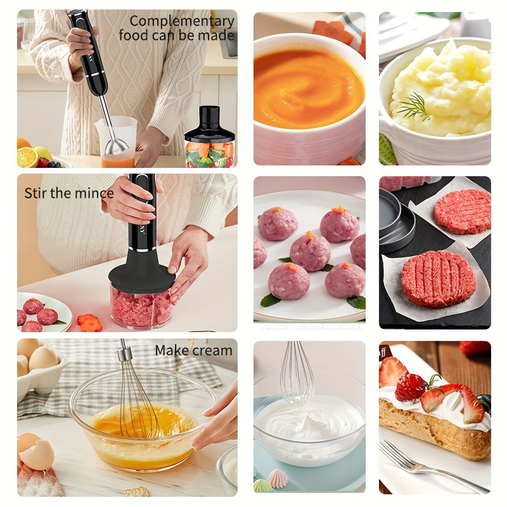 400W Food Processor with Detachable Blender Head, Splash-Proof, Easy One-Hand Operation