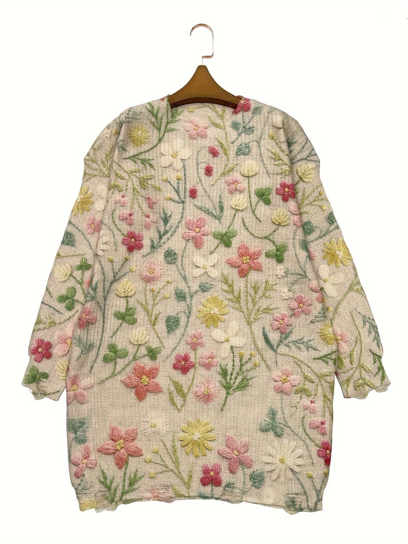 Women’s Plus Size Knit Sweater Dress Long Sleeve Floral Pattern Autumn Winter