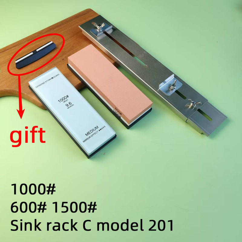 Dual-sided glass oilstone sharpener with adjustable length stainless steel groove corner guide rail for knives