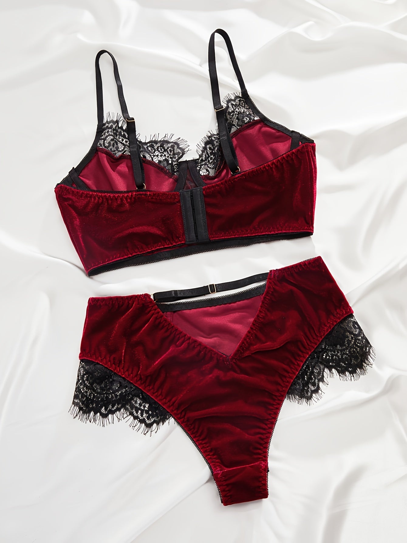 Women's Lingerie Set with Thin Shoulder Straps Bra and Panty Sexy Clothing