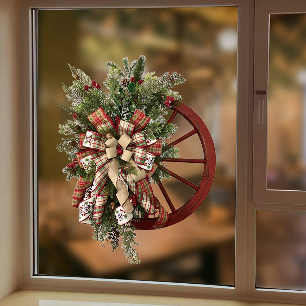 PVC Self-Adhesive Boho Christmas Wreath Window Sticker Wall Art Decal