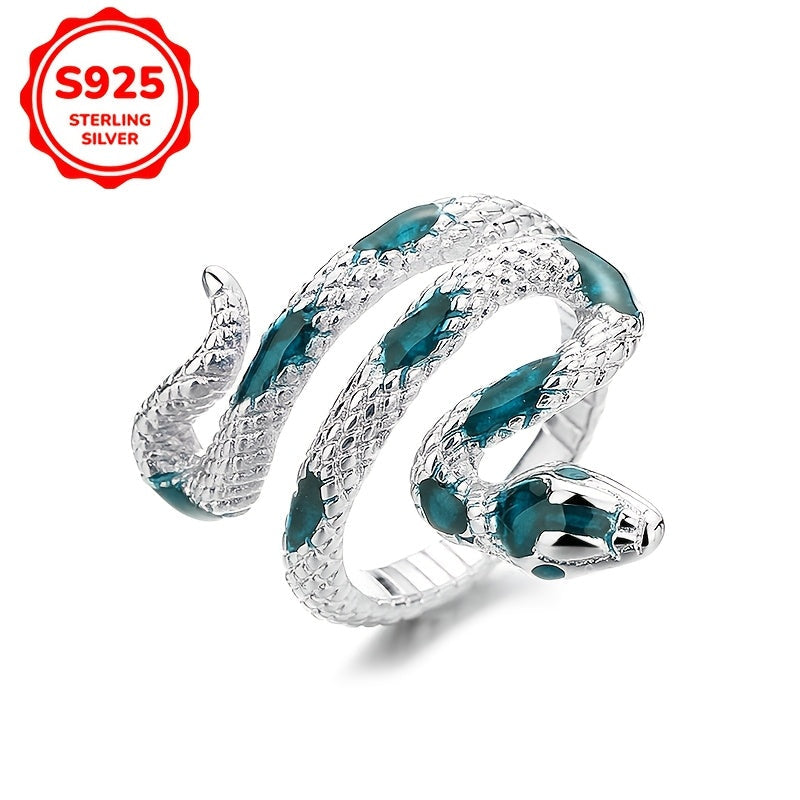 Sterling Silver Snake Open Ring Minimalist Animal-Inspired Statement Jewelry