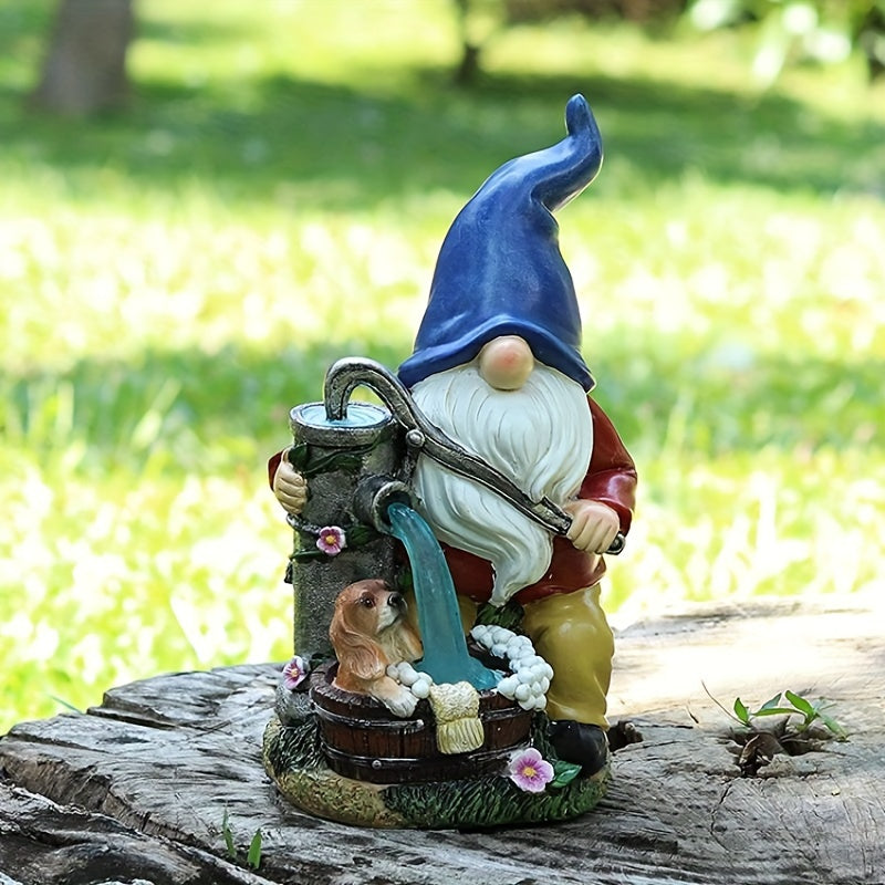 Solar Dwarf Resin Garden Statue Solar-Powered Outdoor Gnome Decoration for Lawn and Patio