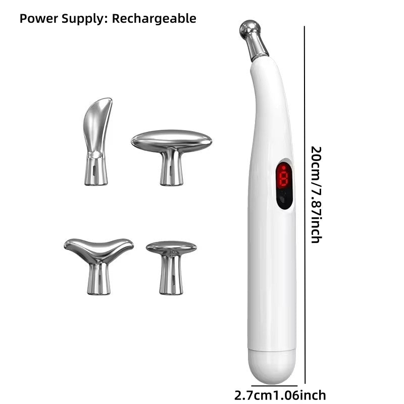 9 ta intensivlik darajasi va orqa, bo'yin va belni yengillashtirish uchun almashtiriladigan boshli quvvatlanadigan massaj qalam. USB quvvatlanishi va 350mAh litiy polimer batareyasi mavjud.