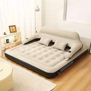 Inflatable Air Mattress with Headboard, Flocked Top, No Electric Pump