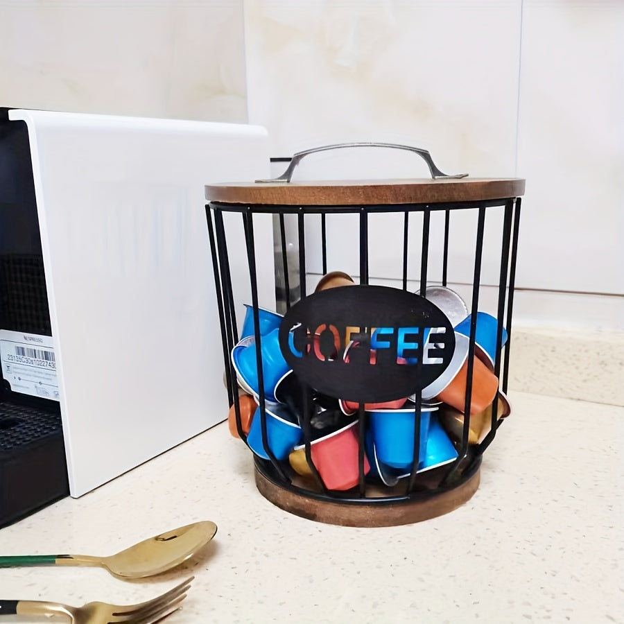 Black Metal Coffee Capsule Storage Rack Kitchen Organizer Basket