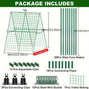 Adjustable Green Metal and Plastic Plant Support Cage with Trellis Netting 121.92cm