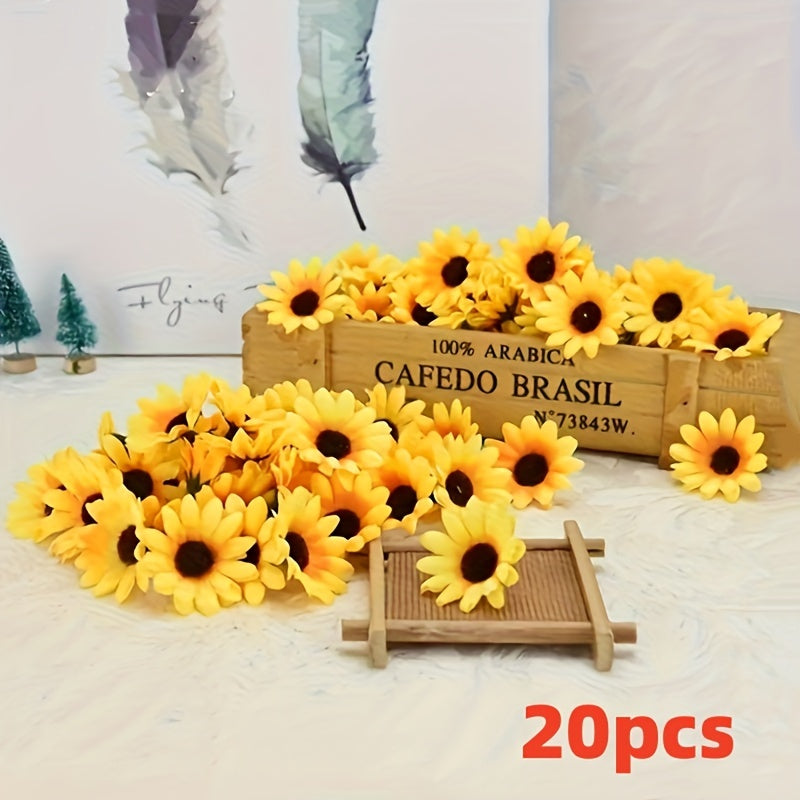 Paquete de 100 cabezas de girasol artificial de 1.57 pulgadas para decoración navideña y de interior