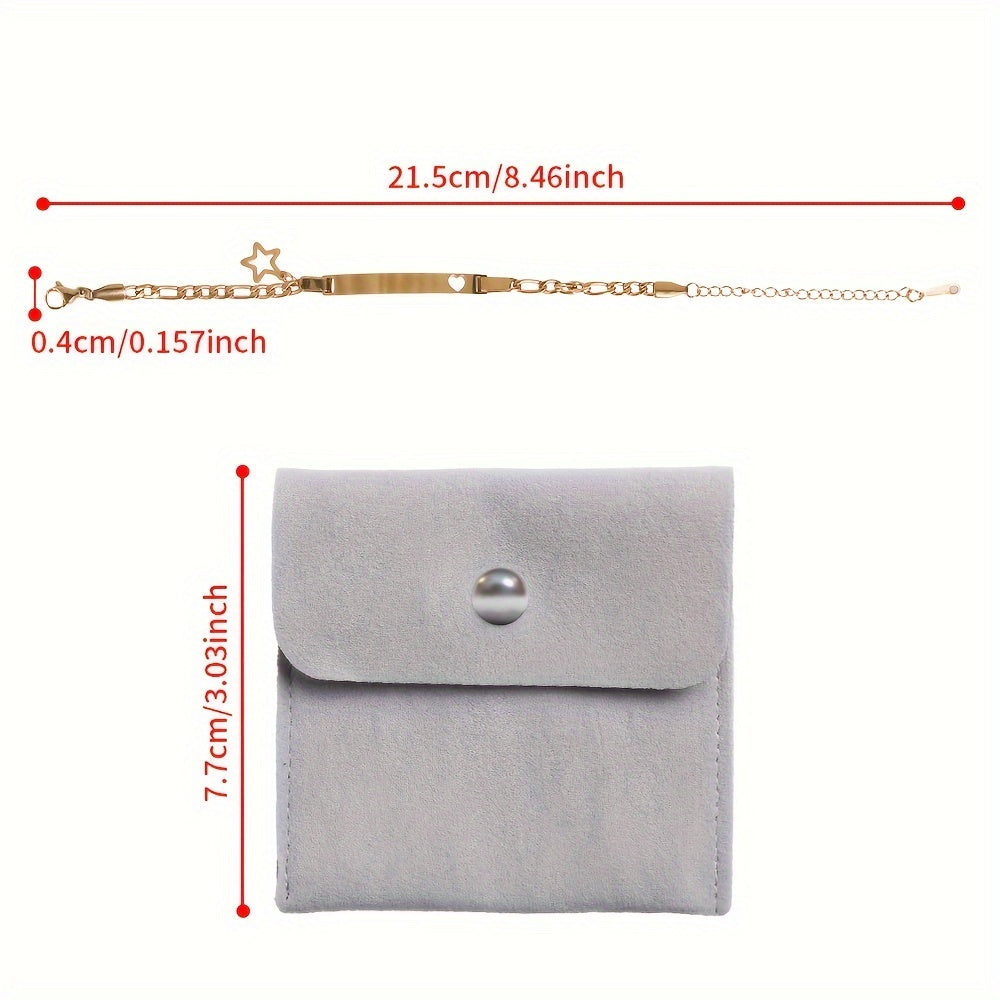 Индивидуальный браслет из титанового сплава в золоте с личным именем, пентаграммой и сердечком - создайте свои собственные особенные ювелирные изделия на память для значимого юбилея или подарка на день рождения для вашей дочери или племянницы.