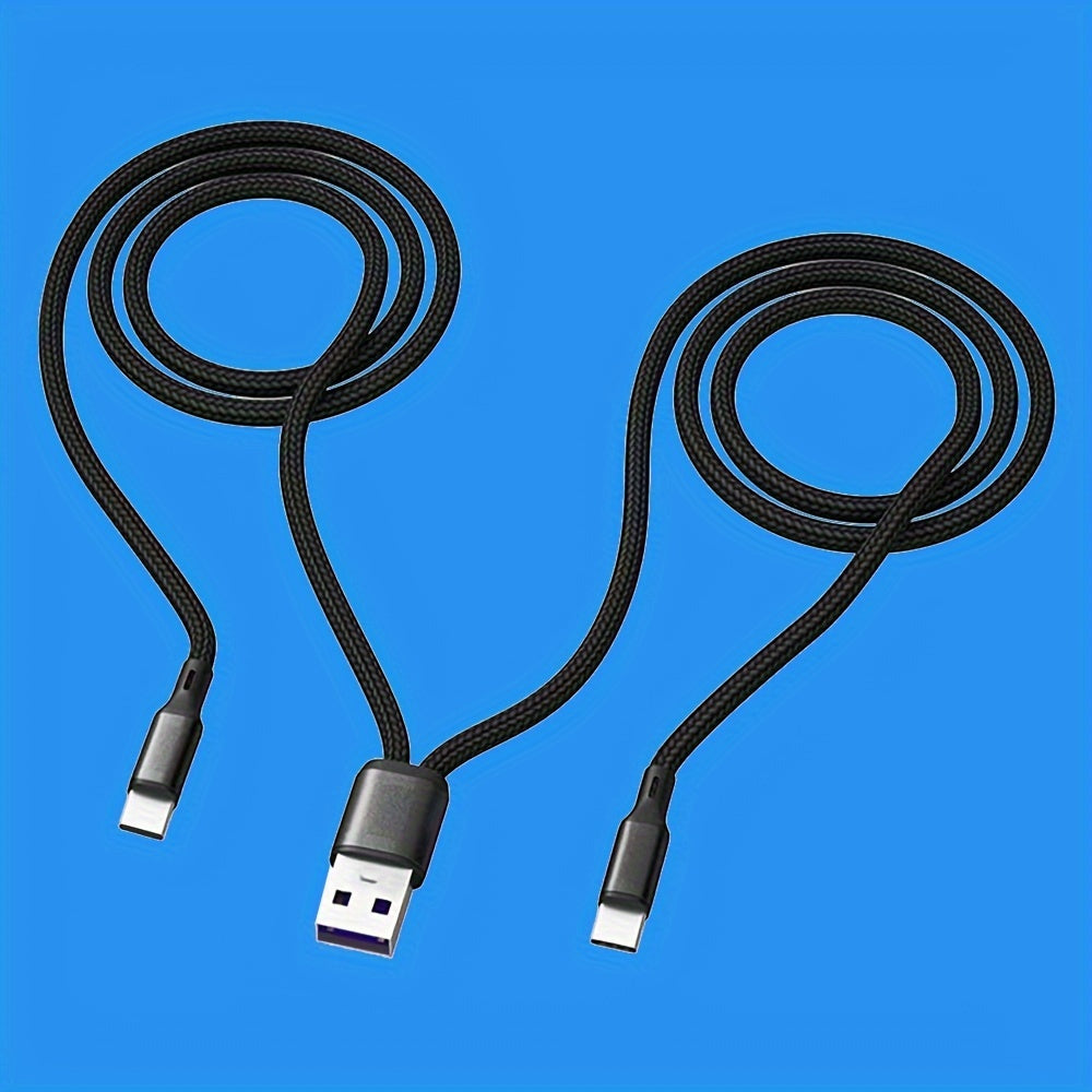Super Fast Charging USB A to Dual Type-C Data Cable 6A Multi-Functional
