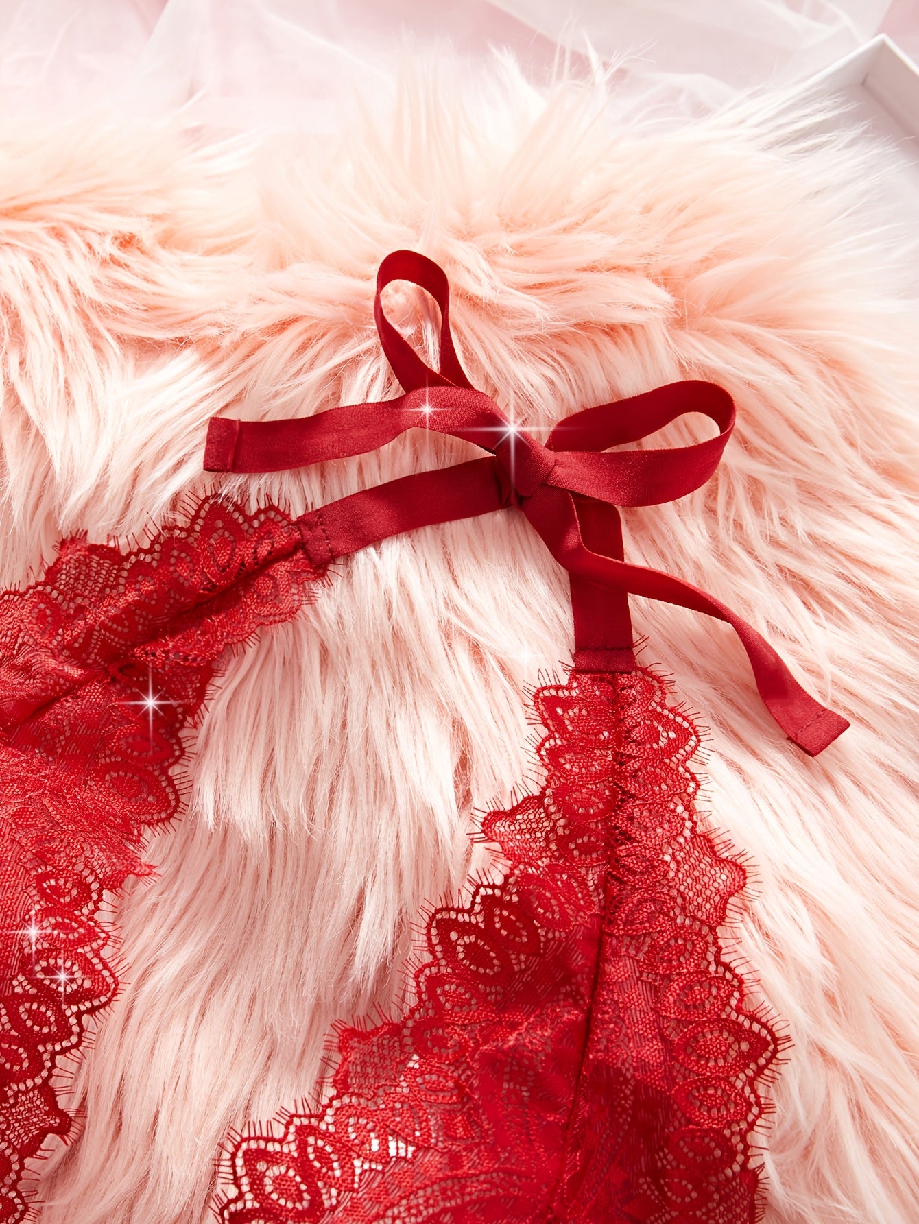 Women's Lace Bodysuit Lingerie for Valentine's Day with Eyelash Detailing