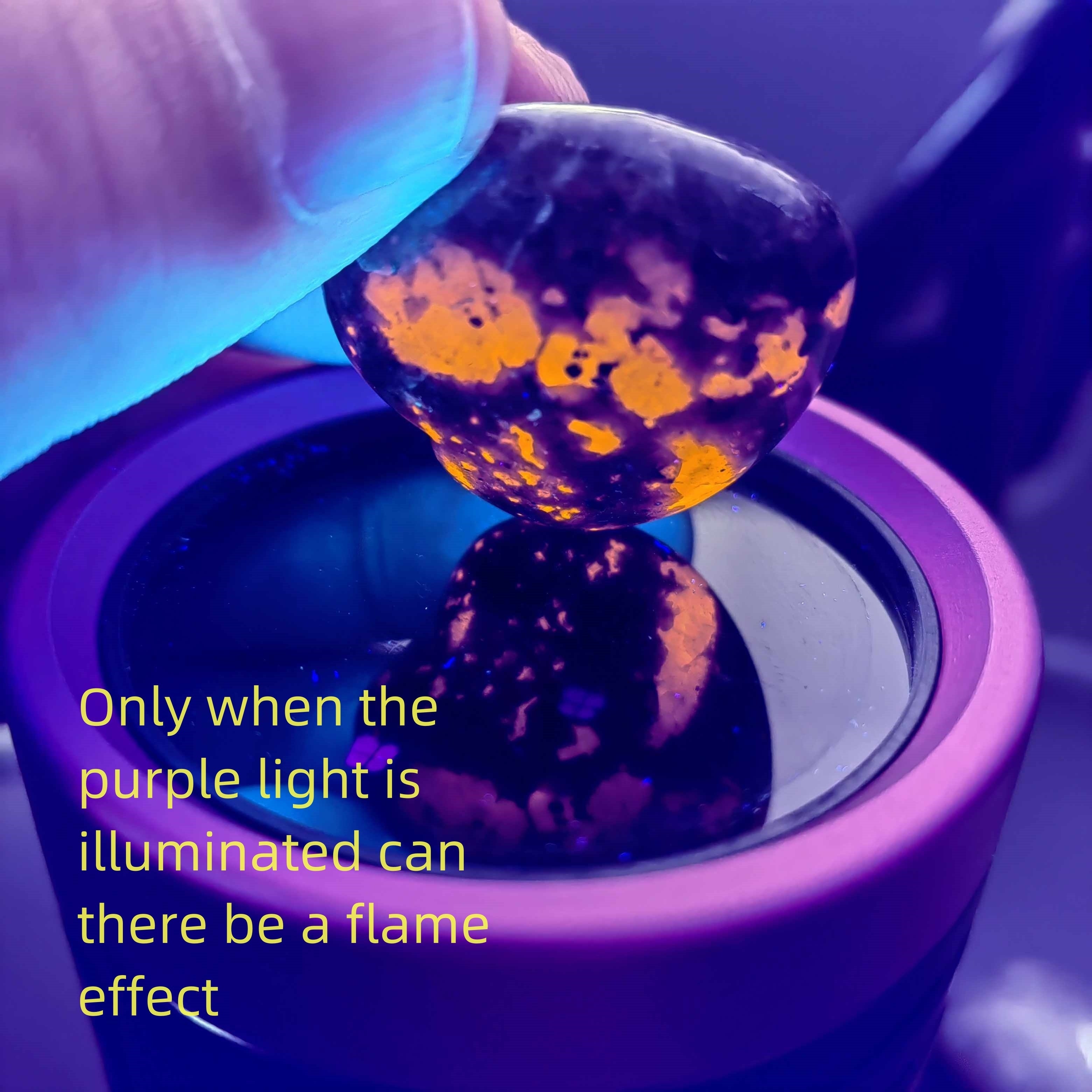 Set of Three Heart-Shaped Sodalite Flame Stones Glow-in-the-Dark UV Reactive for Room Decor or Gifts