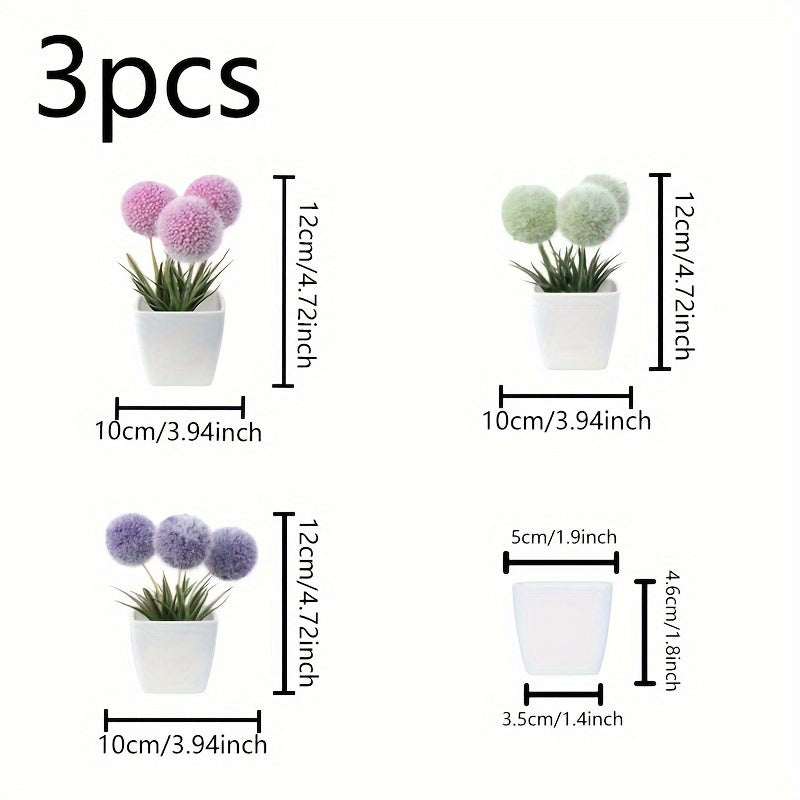 Sun'iy yashil o'simliklar, sukkulentlar, bonsai, uy bezak uchun, 3 ta to'plam