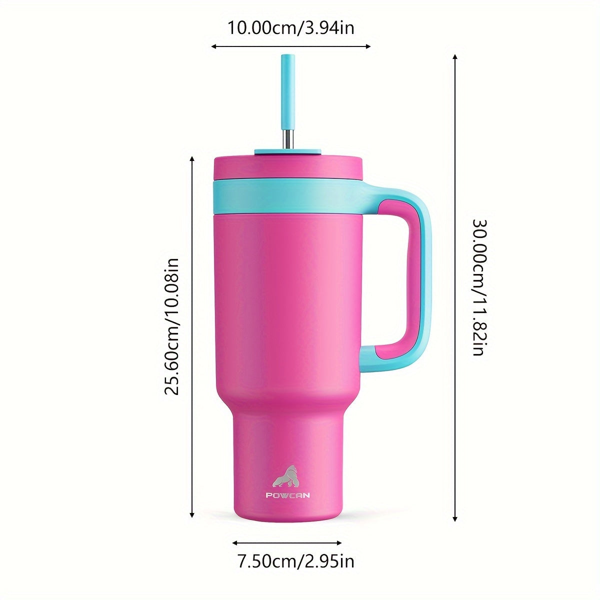 Vaso aislado de acero inoxidable de 40 oz con tapa y pajilla. Mantiene las bebidas frías por 34 horas y calientes por 10 horas. Ideal para exteriores.