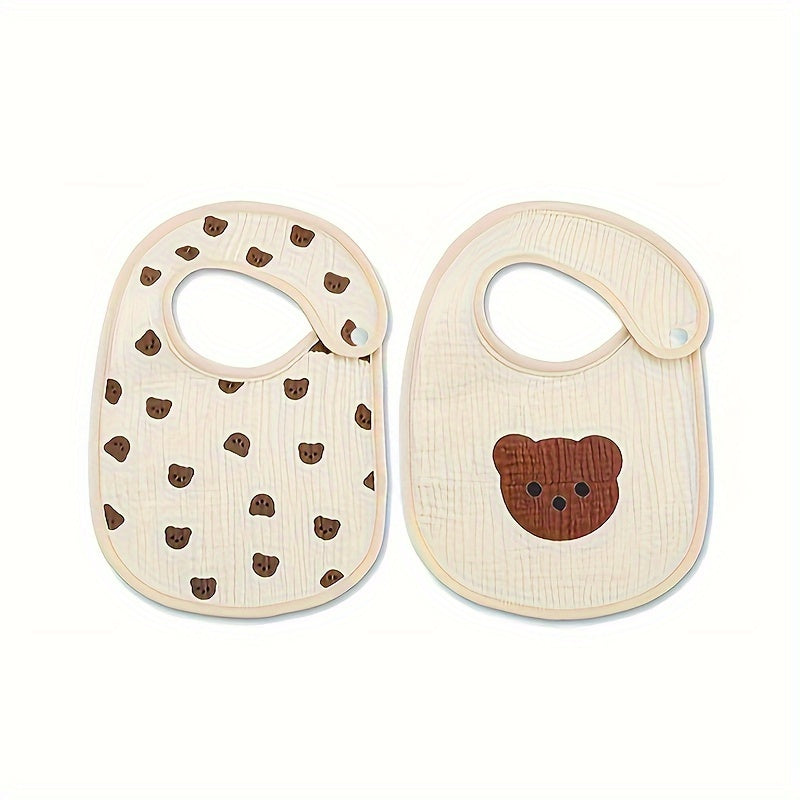 Paquete de 2 baberos en forma de U para bebés, para niños y niñas, de algodón, para dentición y comidas
