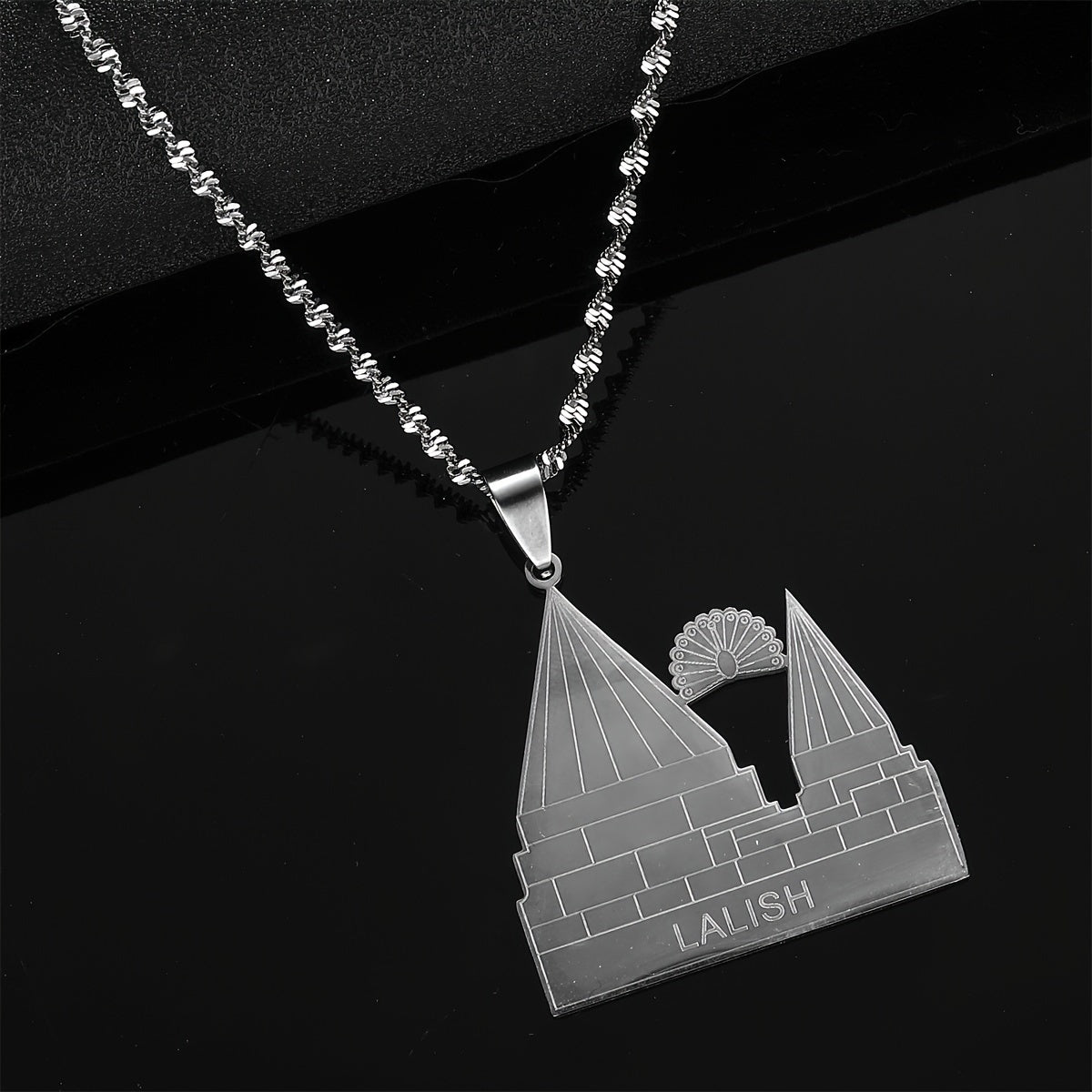 Nayzodli po'lat Yezidi Lalish ma'badiga oid pendant bilaguzuk - Etnik va minimalist uslubda tasodifiy yoki ziyofat kiyimlari uchun mukammal